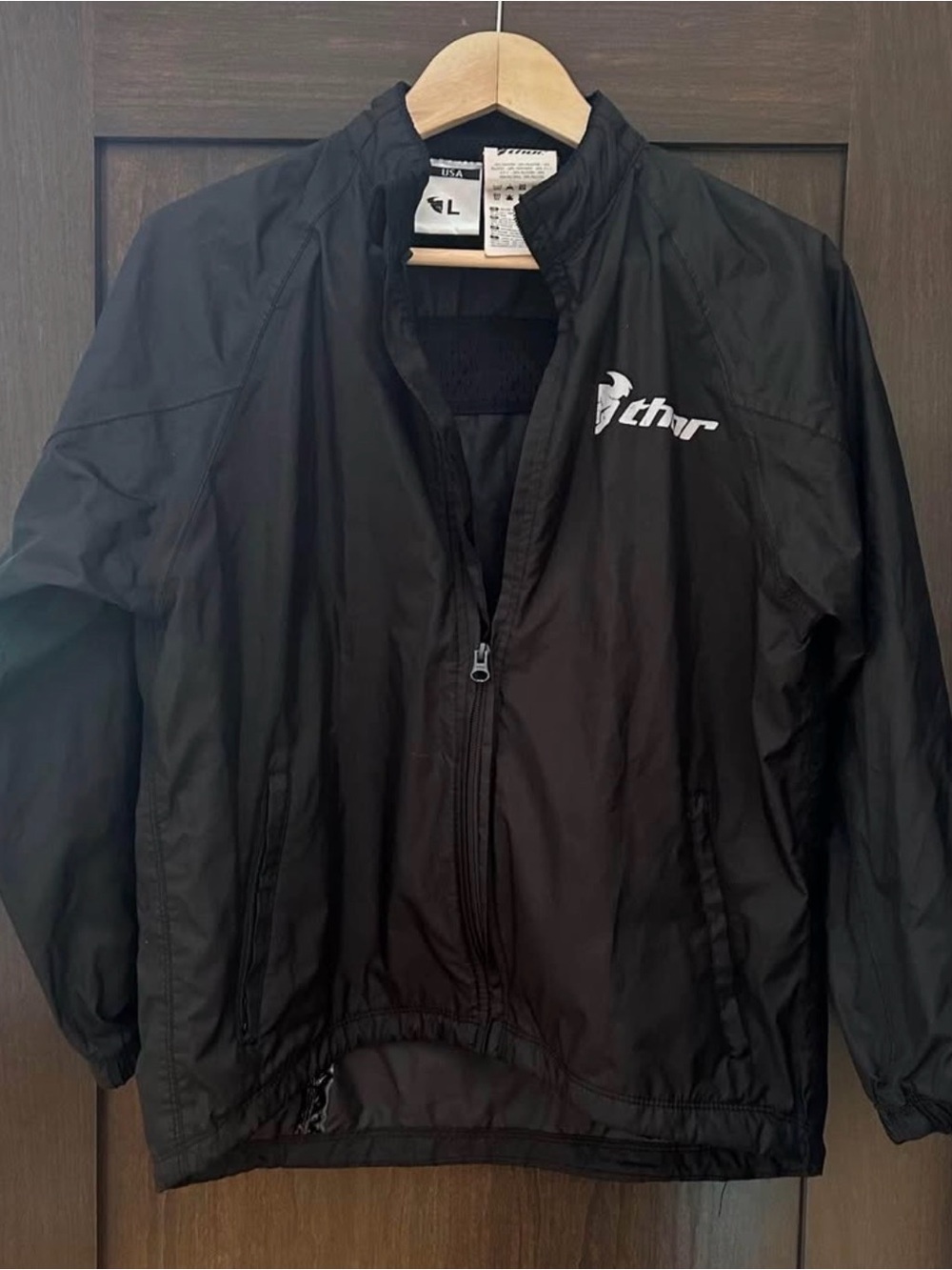 thor Black Lightweight Zip Front Windbreaker Jacket